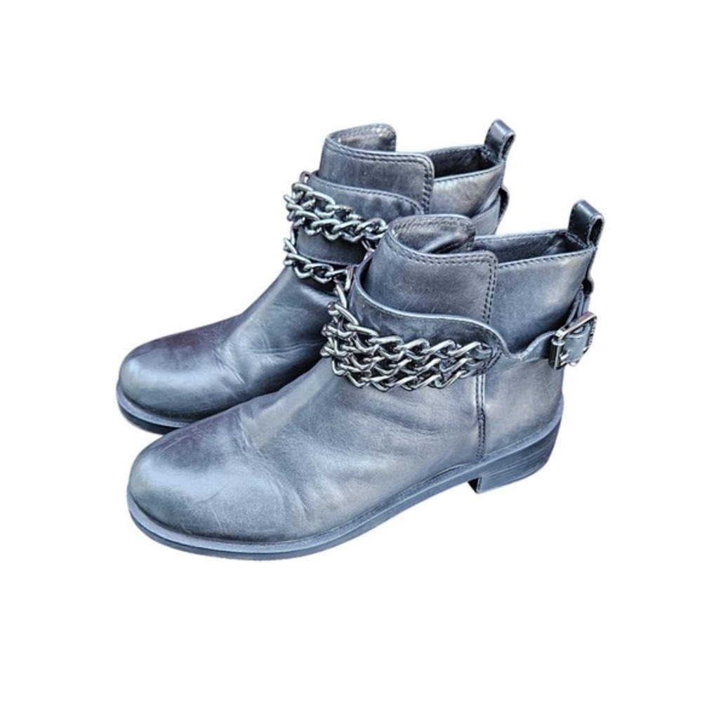 Tory Burch Bloomfield Black Leather Chain‎ Buckle Ankle Bootie Women's 7.5M